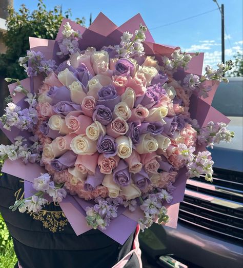 Graduation Money Bouquet, Money Rose Bouquet, Pretty Bouquets, Ribbon Rose Bouquets, Roses Bouquet Gift, Purple Flower Bouquet, Ribbon Flowers Bouquet, Money Rose, Birthday Flowers Bouquet