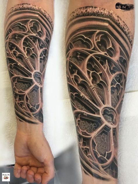 Greek Architecture Tattoo, Rose Window Tattoo, Cathedral Tattoo Design, Architecture Tattoo Ideas, Gothic Tattoo Men, Gothic Cathedral Tattoo, Gothic Architecture Tattoo, Cathedral Tattoo, Gotik Tattoo