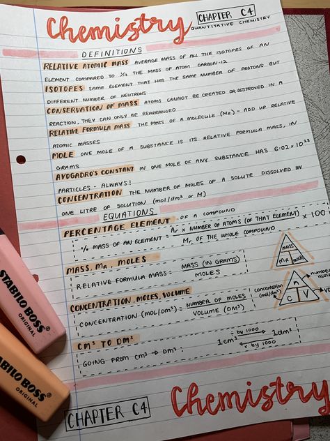 Aesthetic Notes Study Inspiration Chemistry, List Notes Ideas, Cute Class Notes Ideas, Cute Ways To Do Your School Notes, Quantitative Chemistry Notes, Notes Ideas For Chemistry, How To Write Chemistry Notes, Science Notes Aesthetic Chemistry, Study Format Ideas