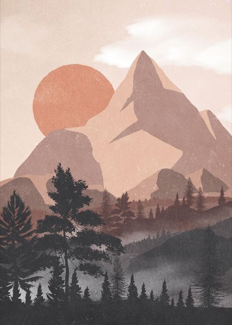 Set of 2 abstract prints with mountain scenery of high quality in different ratios (custom sizes or colors on request). Print with abstract landscape is modern neutral printable wall decor for the bedroom, living room, bathroom, kitchen etc. Natural earth tones will go perfectly with most modern interiors. Wall Art Living Room Modern, Living Room Modern Decor, Earth Tones Paint, Earth Illustration, Terracotta Wall Art, Terracotta Wall, Custom Watercolor Portrait, Mountain Scenery, Scenery Paintings