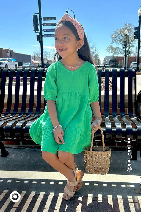 Green Spring Dress, Kids Summer Outfits, Green Spring Dresses, Modest Girls Clothes, Autumn Bear, Cute Easter Outfits, Ocean Outfits, Family Brunch, Girls Summer Dress