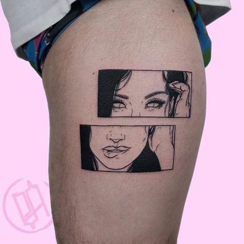 Tattoo by Sad Amish #SadAmish #splitfacetattoos #portrait #surreal #strange #face #ladyhead #lady #babe #illustrative #blackwork | By Sad Amish Tattooer | Dec 21st 2018 | 802343 Pop Art Tattoos, Surreal Tattoo, Muster Tattoos, Inspiration Tattoos, Body Suit Tattoo, Pop Art Girl, Face Tattoos, Girl Tattoo, Aesthetic Tattoo