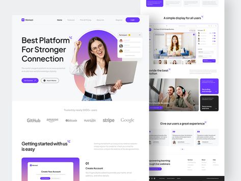 Wemeet - Webinar Landing Page by Indiawan for Columbus on Dribbble Daily Progress, Creative Design Agency, Website Ideas, Flexible Working, Mobile App Design, Landing Page Design, Mobile Design, Effective Communication, A Call