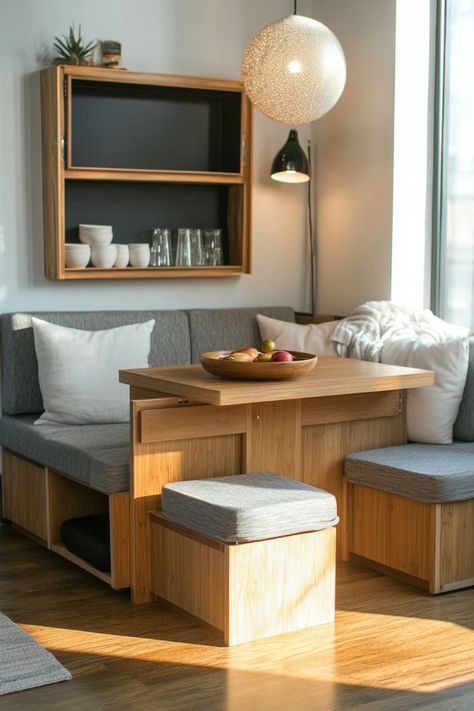 Maximize your small home’s functionality with multi-purpose furniture. Think sofa beds, foldable tables, and storage ottomans that save space without compromising on style. 🛋✨ #SmallSpaceLiving #MultiFunctionalFurniture #HomeDecor #SpaceSavingTips Multi Purpose Furniture, Foldable Tables, Workspace Ideas, Storage Ottomans, Small Couch, Micro Apartment, Multipurpose Furniture, Small Space Design, Foldable Table