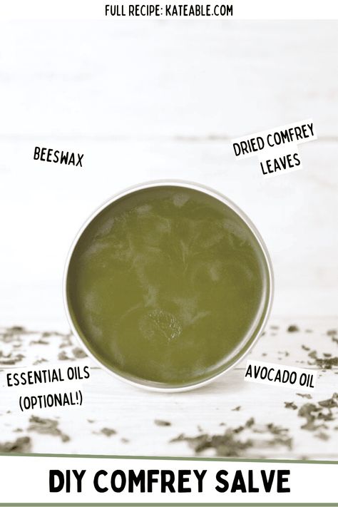 DIY 3-Ingredient Comfrey Salve Recipe - Comfrey Salve Benefits, Comfrey Benefits, Comfrey Salve Recipe, Comfrey Plant, Comfrey Salve, Healing Salve Recipe, Homemade Salve, Herbal Remedies Recipes, Salve Recipes