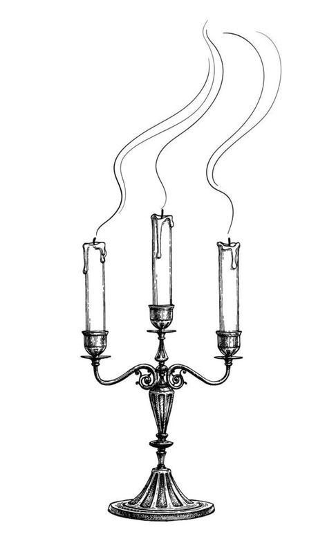 Extinguished candles in candelabrum. Ink sketch isolated on white background. Hand drawn vector illustration. Retro style. Candelabra Illustration, Candles Drawing, Moodboard Illustration, Candle Doodle, Old Candle Holder, Candle Sketch, Blowing Candles, Punk Illustration, Fall Doodles