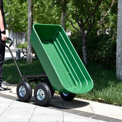 The Garden Wagon Cart vehicle is made of heavy plastic and durable steel frame. The soft sponge hand-holder protects your hands while pulling the cart. 10-inch pneumatic turf tires to tackle any terrain | Kozart Green Garden Folding Wagon Cart, Size 38.98 H x 39.37 W x 18.5 D in | Wayfair Outdoor Wagon, Dump Cart, Garden Wagon, Wheelbarrow Garden, Wagon Cart, Utility Wagon, Folding Wagon, Yard Tools, Garden Cart