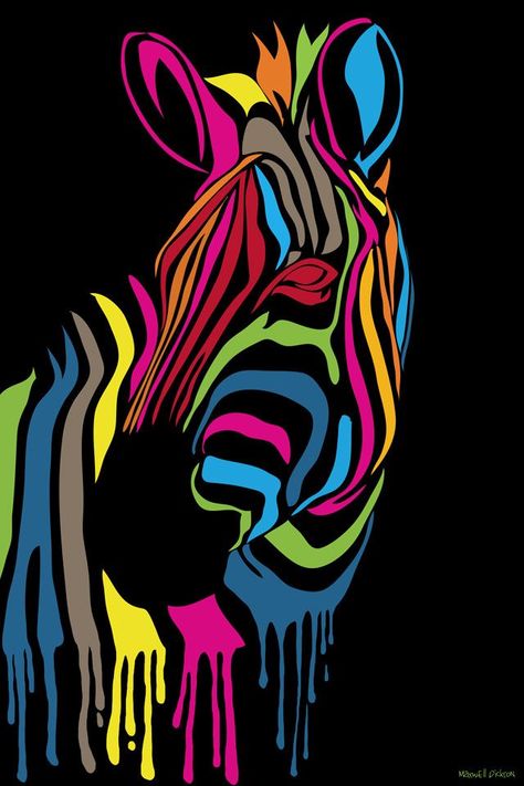 Zebra Art, Posca Art, Zebra Stripes, Colorful Animals, Modern Artwork, Zebras, Wall Art Canvas Prints, Kids Stuff, Animal Paintings