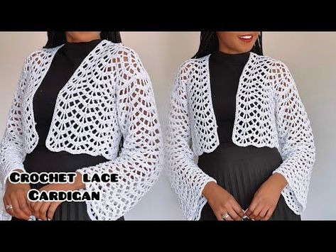 Crochet A Lace Cardigan / 2 Row Repeat #crochet #crochetcardigans - YouTube Crochet Lace Cardigan, Diy Crochet Cardigan, Cardigan Tutorial, Crochet Bolero Pattern, Crochet Dragon Pattern, Bolero Pattern, Crochet Stitches Guide, Crochet Ladies Tops, Crochet Bolero