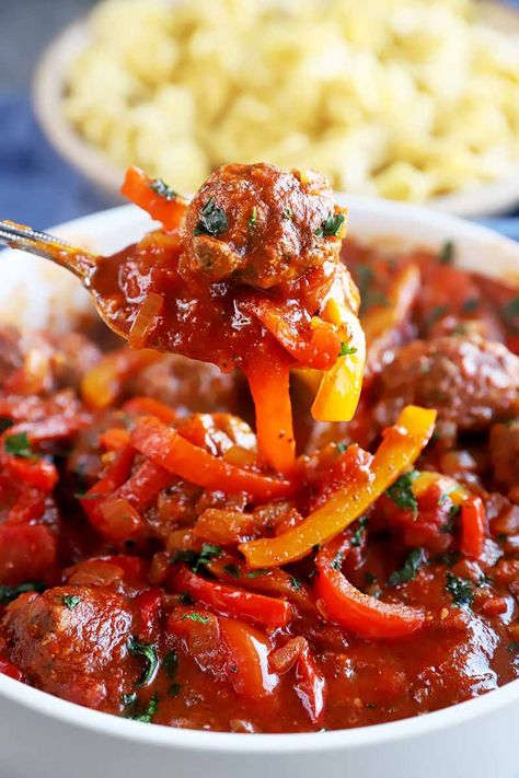 Want to try a new (and super tasty!) spin on the classic Hungarian dish of goulash? Make our hearty version with beef or turkey meatballs swimming in a flavorful tomato and bell pepper sauce. Dinner is just around the corner, so read more now on Foodal to get the recipe. #comfortfood #goulash #foodal Turkey Goulash, Homemade Goulash, Turkey Peppers, Classic Goulash, Bell Pepper Sauce, Stuffed Peppers Turkey, Unique Dinner, Meatball Sauce, Goulash Recipes