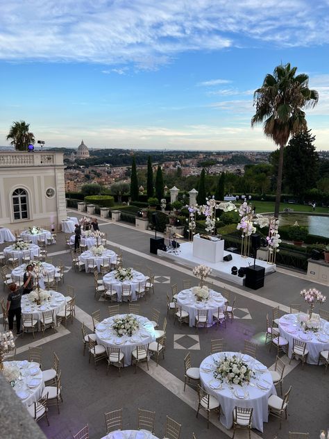 Wedding reception set up in Rome, Italy for Shloka & Shiv Sensarma Dinner In Italy, Vivienne Westwood Wedding, Rome Wedding, European Wedding, Accessories Luxury, Wedding Dinner, Bright Future, Beauty Lifestyle, Event Management