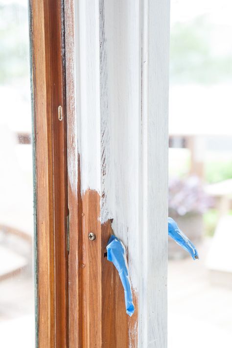 how to paint over stained wood Paint Window Trim, Paint Over Stained Wood, Paint Wood Trim, Painting Over Stained Wood, Window Trim Paint, Wood Window Trim, Paint Stained Wood, Painting Wood Trim, Stained Wood Trim