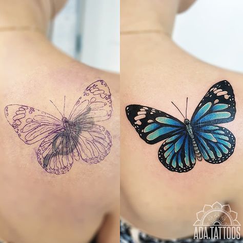 35 Ingenious Tattoo Coverup Ideas | Tattoo Coverup Ideas Let's take a look at some before and after photos of ingenious tattoo cover ups. Lifestyle Tattoo Butterfly Coverup, Butterfly Tattoo For Coverup, Good Tattoo Cover Ups Ideas, Women Cover Up Tattoos, Infinity Tattoo Cover Up Ideas, Tattoo Coverups For Women, Coverup Tattoo Ideas For Women, Best Cover Up Tattoos For Women, Tattoo Cover Up Ideas For Women