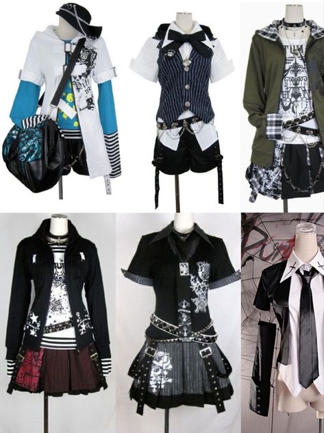 Gyaru Style Outfits, Vkei Style Clothes, Visual Kei Outfit Ideas Male, Jfashion Male, Vkei Outfits Men, Rokku Gyaru Outfits, Vampiric Fashion, Vkei Clothes, Gurokawaii Fashion