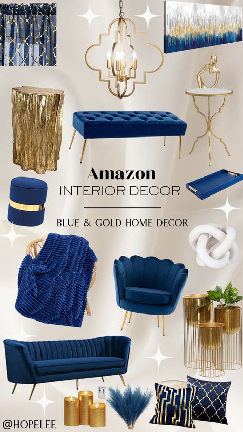 Navy Blue Gold And Silver Living Room, Blue White Silver Gold Living Room, Black Gold And Blue Living Room, Navy Blue Black And White Living Room, Royal Blue And Gray Bedroom Ideas, Black Blue And Gold Living Room, Navy Blue White Gold Grey Living Room, Black Gold Blue Living Room, Blue Gold Office Decor