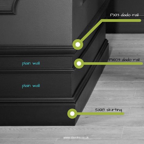 Koti Diy, Wainscoting Styles, Dado Rail, 아파트 인테리어, Wall Trim, Skirting Boards, One Colour, Wall Molding, Wood Trim