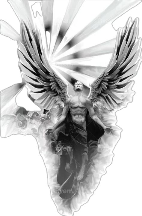 Guardian Angel Design, Mens Angel Tattoo, Engel Tattoo Design, Angel Tattoo For Men, Guardian Angel Tattoo For Men, Tattoo Guardian Angel, Chest Tattoo Wings, Guardian Tattoo, Scott Tattoo