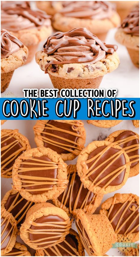 Cookie Cup Recipes, Cherry Pie Cookies, Cup Recipes, Raspberry Pie Filling, Raspberry Cheesecake Cookies, Chocolate Chip Cookie Cups, Sugar Cookie Cups, Cookie Cups Recipe, Lemon Cream Pies