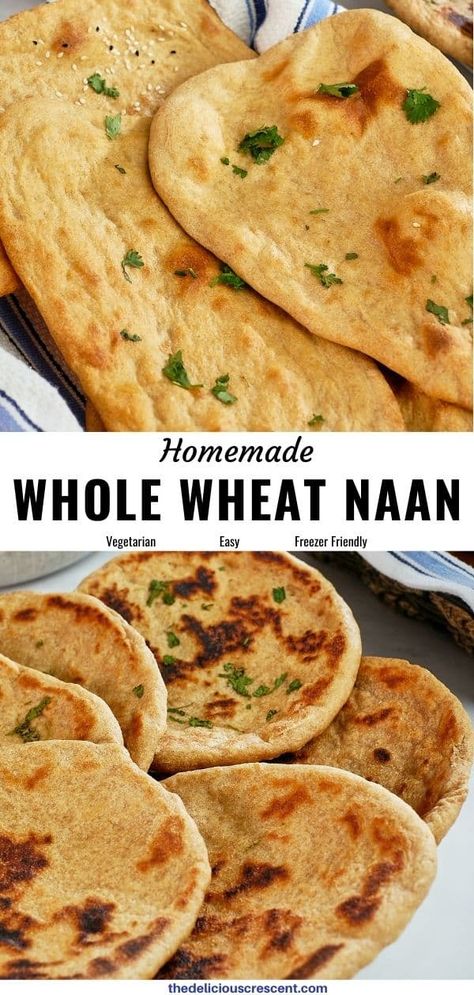 Naan Bread Vegan, Whole Wheat Naan, Healthy Flatbread, Homemade Naan, Homemade Naan Bread, Indian Flatbread, Recipes With Naan Bread, Bread Keto, Healthy Bread Recipes