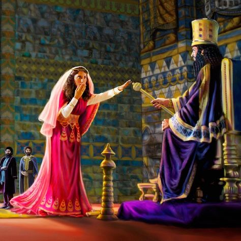 Esther stood up for God’s people. Use the artwork to visualize her courageous action noted in Esther 5:1-3. Book Of Esther, Queen Esther, Stood Up, Bible, Queen, Tv