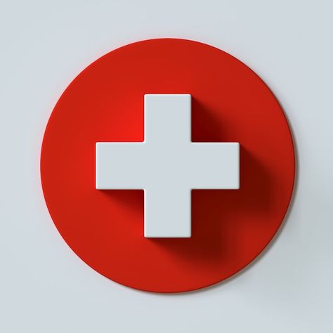 Red medical cross first aid symbol 3d re... | Premium Photo #Freepik #photo #ambulance-logo #swiss-flag #round-flag #switzerland-flag First Aid Symbol, Hospital Symbol, Photo Hospital, Ambulance Logo, Medical Cross, Swiss Flag, Hospital Logo, Switzerland Flag, Of Logo Design