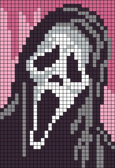 Ghost Face Crochet Blanket, Catwoman Pixel Art, Reputation Grid Pattern, Ghostface Grid Pattern, Goosebumps Pixel Art, Megamind Pixel Art, Easy Graphgan Patterns Free, Crochet Tapestry Pattern Words, Ghost Face Pixel Art Grid