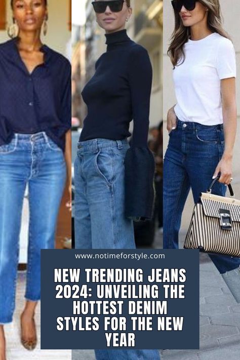 Dive into the future of fashion with our New Trending Jeans 2024 collection! 🌟 Unveil the hottest denim styles that will redefine your wardrobe this New Year. From timeless classics to bold innovations, discover the perfect fit for your style journey. Elevate your look with the trendsetting denim of 2024! 🔥👖 #FashionForward #DenimRevolution #Style2024 How To Dress Up Denim Jeans, Trending Denim Jeans, Denim Jean Outfits For Women, Womens Denim Outfits, Chic Outfits With Jeans, Jeans Spring 2024, Jeans Women 2024, 2024 Jeans Trends For Women, Jeans Outfit Women 2024