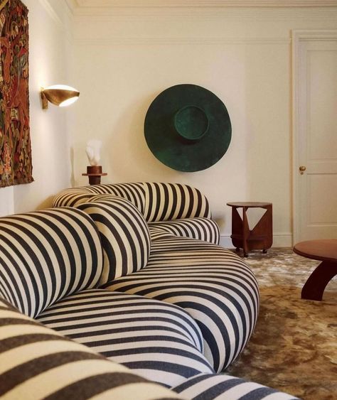 Nina Garbiras (@fignyc) • Instagram photos and videos Serpentine Sofa Living Rooms, Serpentine Sofa, Striped Couch, Applique Art Deco, Striped Sofa, Somerset House, Park Slope, Style Deco, Residential Design