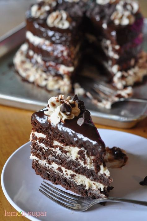 Cookie Dough Brownie Cake, Cookie Dough Filling, Cookie Dough Brownies, Layer Cake Recipes, Gateaux Cake, A Piece Of Cake, Good Eat, Brownie Cake, Piece Of Cake