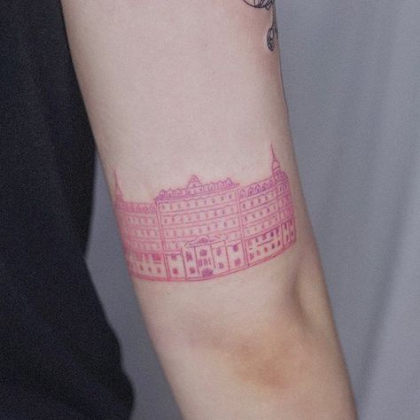 Grand Budapest Hotel Tattoo, Wes Anderson Tattoo, Hotel Tattoo, Traditional Tattoo Inspiration, Bright Tattoos, Tattoo Maker, Tattoo Flash Sheet, Grand Budapest, Grand Budapest Hotel