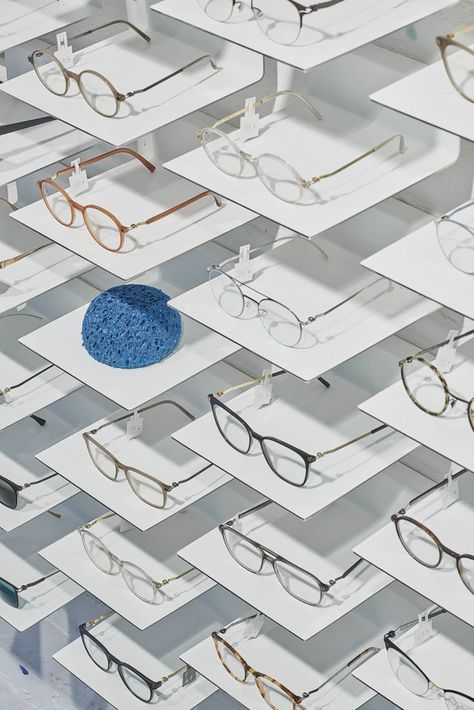 Eyewear Shop Design, Coach Prime, Optical Display, Eyewear Inspiration, Eyewear Store Design, Eyewear Display, Blue Interior Design, Blue Centerpieces, Eyeglass Stores