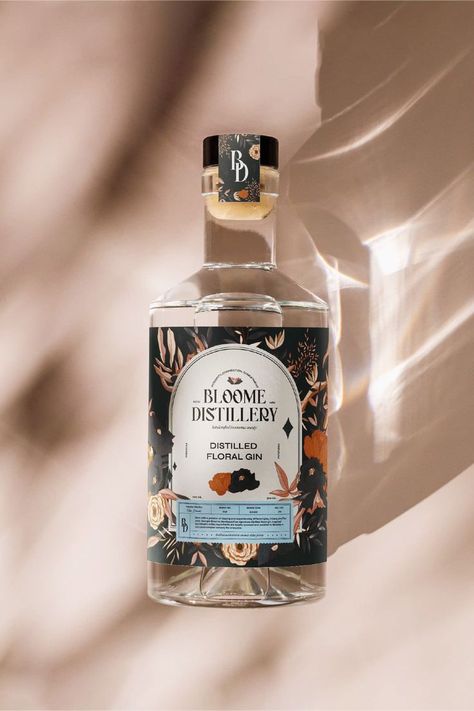 Bloome Distillery | Premium Distilled Gin Brand | Modern Elevated Alcohol Label Packaging Design Alcohol Packaging Design, Label Packaging Design, Tea Labels, Co Branding, Gin Distillery, Premium Gin, Gin Brands, Label Packaging, Vodka Brands