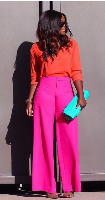 Colour Combinations Fashion, Color Combos Outfit, Color Blocking Outfits, Pink Pants, Looks Style, Colourful Outfits, Mode Inspiration, Work Fashion, Colorful Fashion