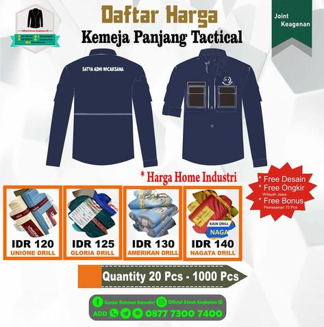 Daftar Harga Kemeja Tactical Panjang Kemeja Tactical