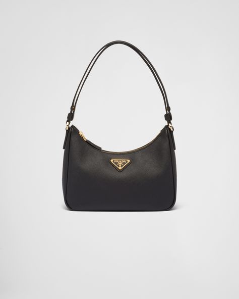 Black Prada Re-edition Saffiano Leather Mini Bag | PRADA Saffiano Leather Mini Bag, Prada Mini Bag, Fall Purses, Prada Mini, Prada Purses, Pug Christmas, Leather Mini Bag, Prada Re Edition, Bag Prada