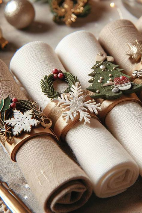 Diy Christmas Napkins, Modern Napkin Rings, Easter Napkins Rings, Gold Napkin Rings, Napkin Rings Diy, Thanksgiving Napkins, Easter Napkins, Christmas Napkin Rings, Christmas Napkin