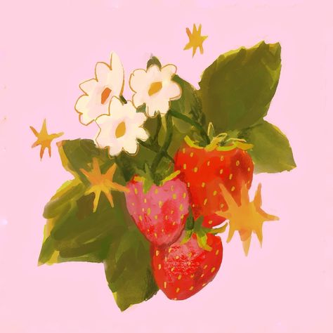 Loose strawberries 🍓 It’s been a while since I’ve really been creating digital art so this was fun! ☺️ I enjoy the loose messiness of this one. What do you say, turn this into a sticker? ☺️🍓❤️ #digitaldrawing #digitalillustration #strawberrylover #strawberryaesthetic Digital Art Strawberry, Strawberry Art Print, Strawberry Plant Painting, Strawberry Art Illustration, Thumbnails Ideas, My Dream Bike, Strawberry Prints, Strawberry Painting, Strawberry Illustration