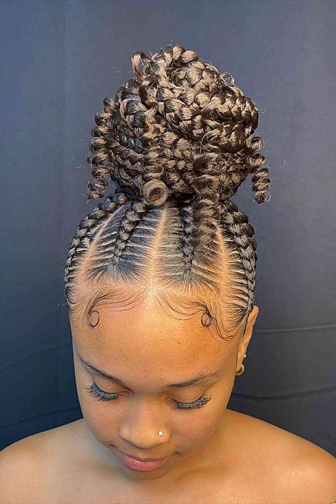 Big Knotless Braided Bun Updo for Long Hair Braids Up In A Bun, Feed In Braids Hairstyles, Braided Styles, Braided Bun Hairstyles, Braided Cornrow Hairstyles, Box Braids Hairstyles For Black Women, Cute Box Braids Hairstyles, Quick Braided Hairstyles, Protective Hairstyles Braids