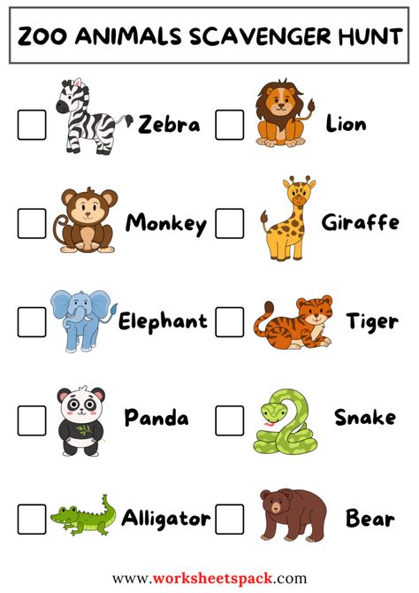 Animal Spotting Challenge: Zoo Animals Scavenger Hunt Printable - worksheetspack Zoo Scavenger Hunt Printable Preschool, Color Zoo Activities, Free Zoo Printables Preschool, Zoo Birthday Games, Animal Language Activities Preschool, Free Zoo Animal Printables, Animal Kingdom Preschool Activities, Safari Scavenger Hunt Free Printable, Zoo Scavenger Hunt Printable Free