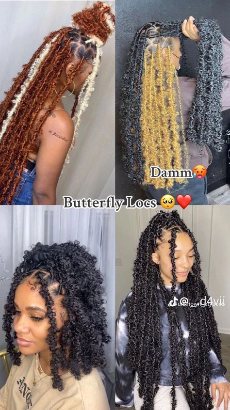 Butterfly Locs With Highlights, False Locs, Locs With Highlights, Butterfly Loca, Type Of Braids, Butterfly Braids, Butterfly Braid, Lemonade Braids Hairstyles, Curly Hair Accessories