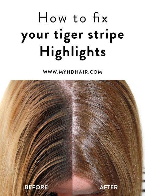 How to fix your tiger stripe Highlights Lorraine, Balayage, How To Get Rid Of Highlights Hair, Stripy Highlights Blondes, Tiger Stripe Highlights, T Bar Highlights, Streaky Highlights, Bad Highlights, At Home Highlights