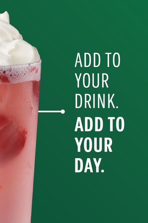 Swipe to customize your Starbucks Refreshers® Beverage to make it even more your own. Because when you add to your drink, you add to your day. Starbucks Advertising, Easy Teas, Iced Coffee Drinks, Starbucks Valentines, Cafe Branding, Starbucks Refreshers, Abstract Graphic Design, Instagram Graphics, Food Advertising