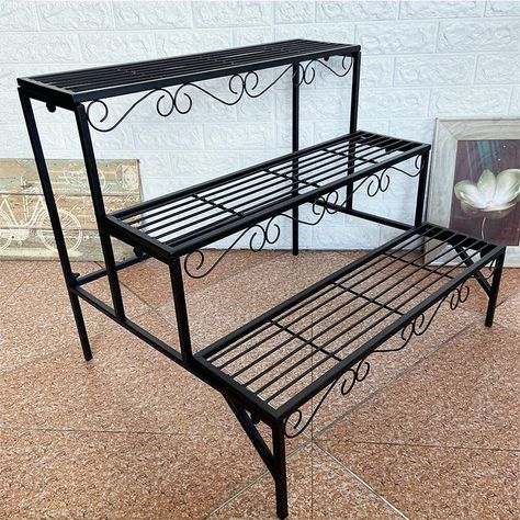 Faster shipping. Better service Wrought Iron Plant Stands, Tiered Planter, Metal Flower Pots, Iron Plant Stand, Support Pour Plante, Support Plante, Steel Frame Construction, Metal Plant Stand, Iron Plant