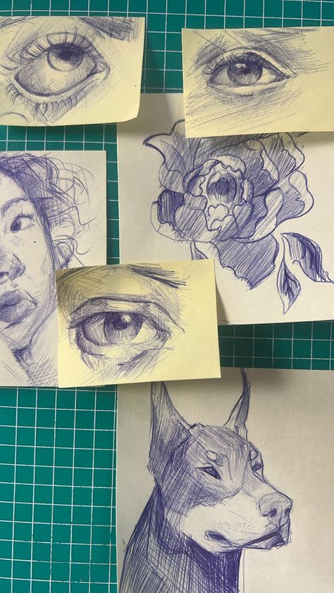 Post It Note Sketchbook, Drawing With Post It, Post It Sketchbook, Post It Art Drawing, Posted Notes Art, Post It Note Art Drawing, Post It Sketches, Post It Note Doodles, Post It Doodles