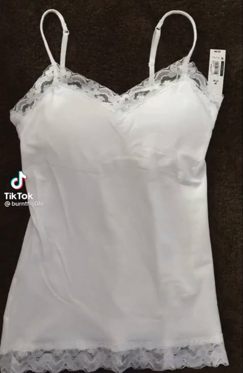 White Fitted Tank Top With Lace Trim, Laced Shirts Y2k, Lace Undershirt Coquette, White Lace Trim Tank Top, Undershirt Outfit, White Lace Coquette Camisole, Lace Undershirt, Swaggy Outfits, 2000s Fashion