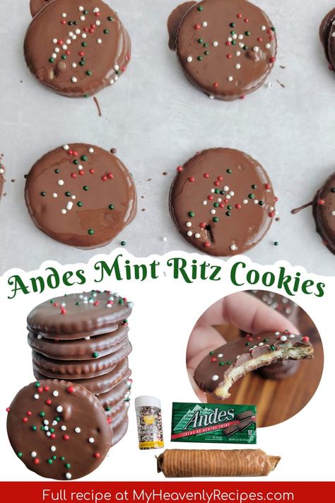 Andes Mint Recipes, Ritz Cracker Dessert, Mint Cookies Recipe, Ritz Cookies, Christmas Snack Recipes, Cookies With Caramel, Andes Mint Cookies, Andes Mint Chocolate, Ritz Cracker Recipes