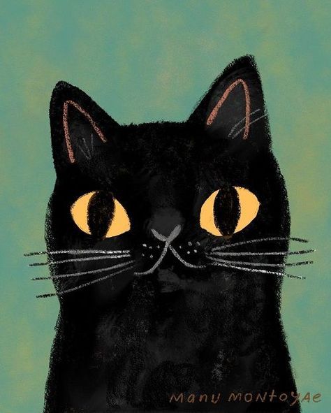 Manu Montoya, Black Cat Painting, I Love Black, Cerámica Ideas, Black Cat Art, Celestial Art, Monday Blues, Love Black, Cat Crafts