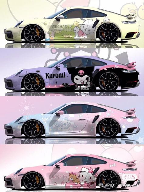 Hello Kitty Car, Images Hello Kitty, Image Moto, Motorcycle Aesthetic, Cool Car Accessories, Pretty Bike, Pimped Out Cars, Girly Car, Car Designs