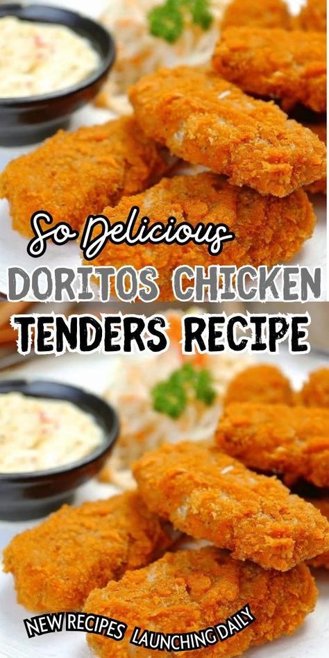 These Doritos chicken tenders are a heavenly combination of crunchy, savory, and utterly delicious. The recipe is quite simple, requiring just a few ingredients and minimal prep time. First, cut up your chicken into tender-sized pieces. Then, dip each piece into a mixture of beaten eggs and spices. Doritos Chicken Tenders, Dorito Chicken Tenders, Doritos Chicken, Chicken Sausage Recipes, Dorito Chicken, Chicken Tender, Easy Chicken Dinner Recipes, Chicken Tender Recipes, Frozen Chicken