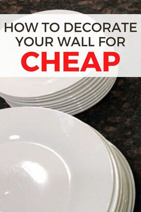 Check out this cheap and simple wall decor idea to upgrade your home decor. It's so easy to decorate on a budget with dollar store plates so check out this cheap wall decor idea. #diy #walldecor #dollarstore Dollar Store Wall Decor, Dollar Tree Plates, Decorate On A Budget, Cheap Wall Decor, Simple Wall Decor, Plate Hangers, Plate Wall Decor, Abstract Art Diy, Faux Stained Glass